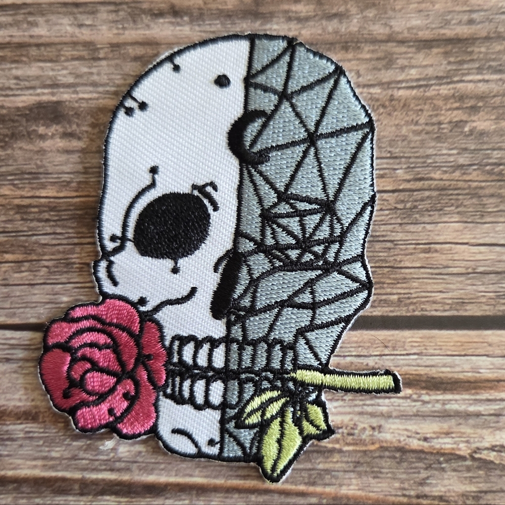 Crystal  Geometric Skull Occult Rose Witchy Embroidered Iron on Patch